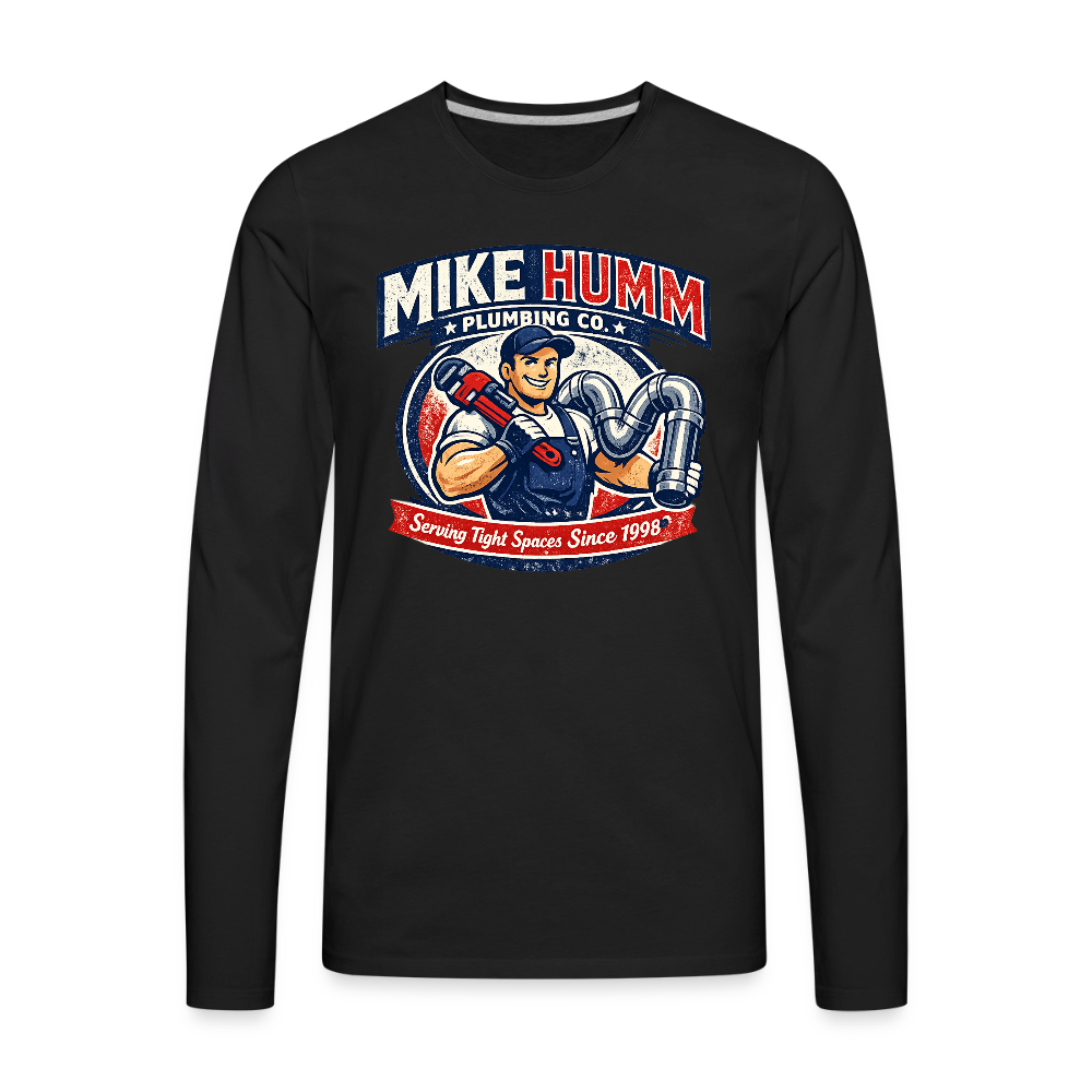 Mike Humm Plumbing Men's Premium Long Sleeve T-Shirt (Adult Humor) - black