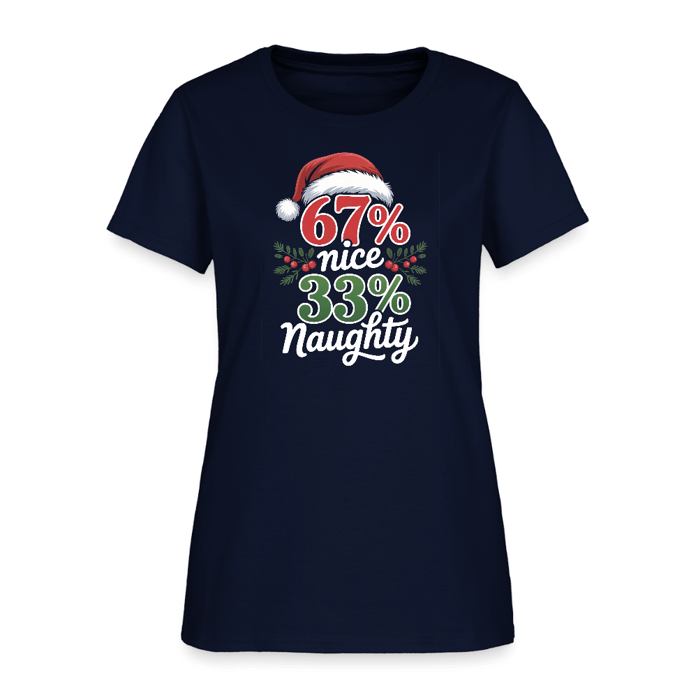 Six Seven 67% Nice 33% Naughty (Christmas) Women's T-Shirt Color: royal blue
