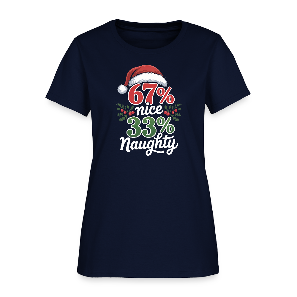 Six Seven 67% Nice 33% Naughty (Christmas) Women's T-Shirt - navy