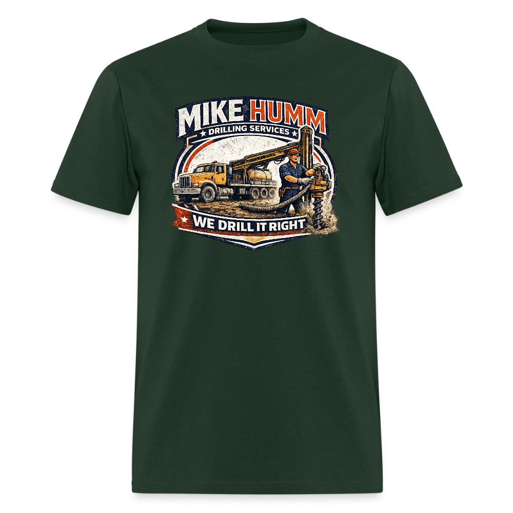 Mike Humm Drilling Services T-Shirt (Adult Humor, Sexual Humor) Color: blue dusk