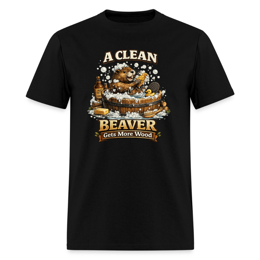 A Clean Beaver Gets More Wood Funny Adult Tee Color: black