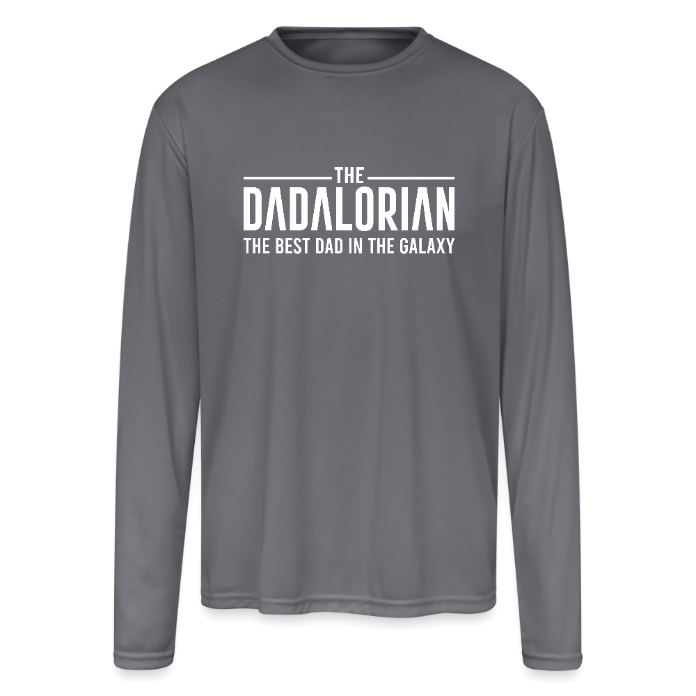 The Dadalorian Men’s Performance Long Sleeve – Best Dad in the Galaxy Color: gray
