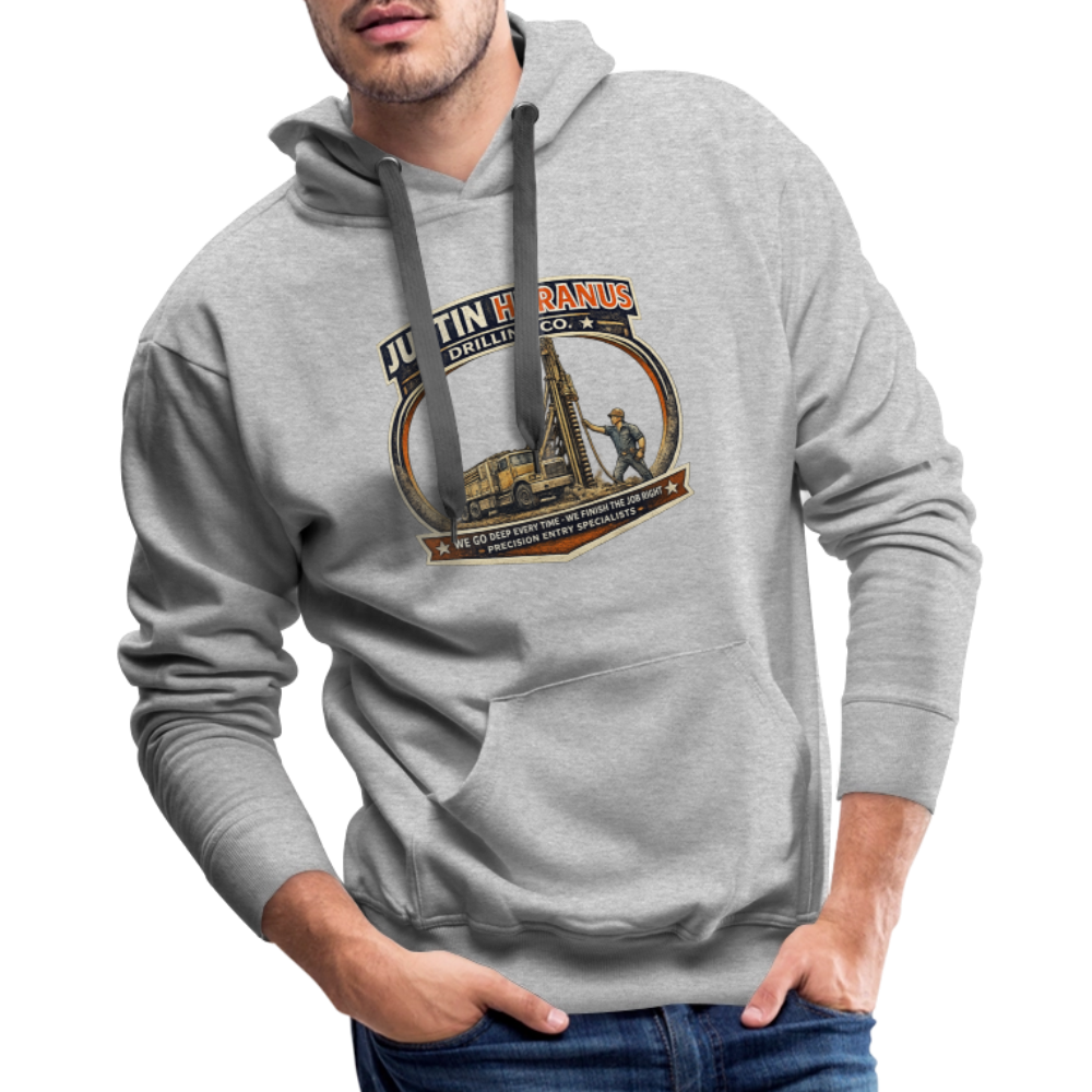 Justin Heranus Drilling Co Hoodie Funny Adult Humor - heather grey