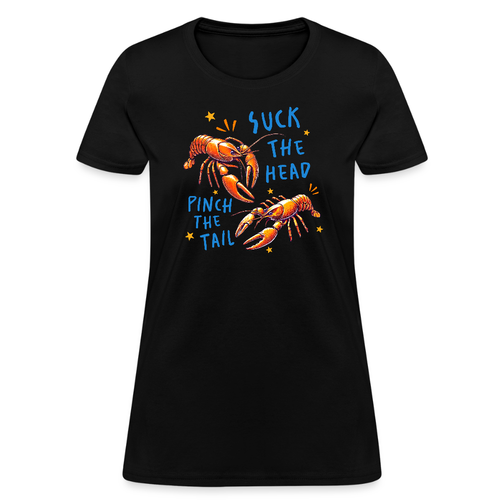 Suck the Head, Pinch the Tail Women’s Crawfish Boil T-Shirt - black