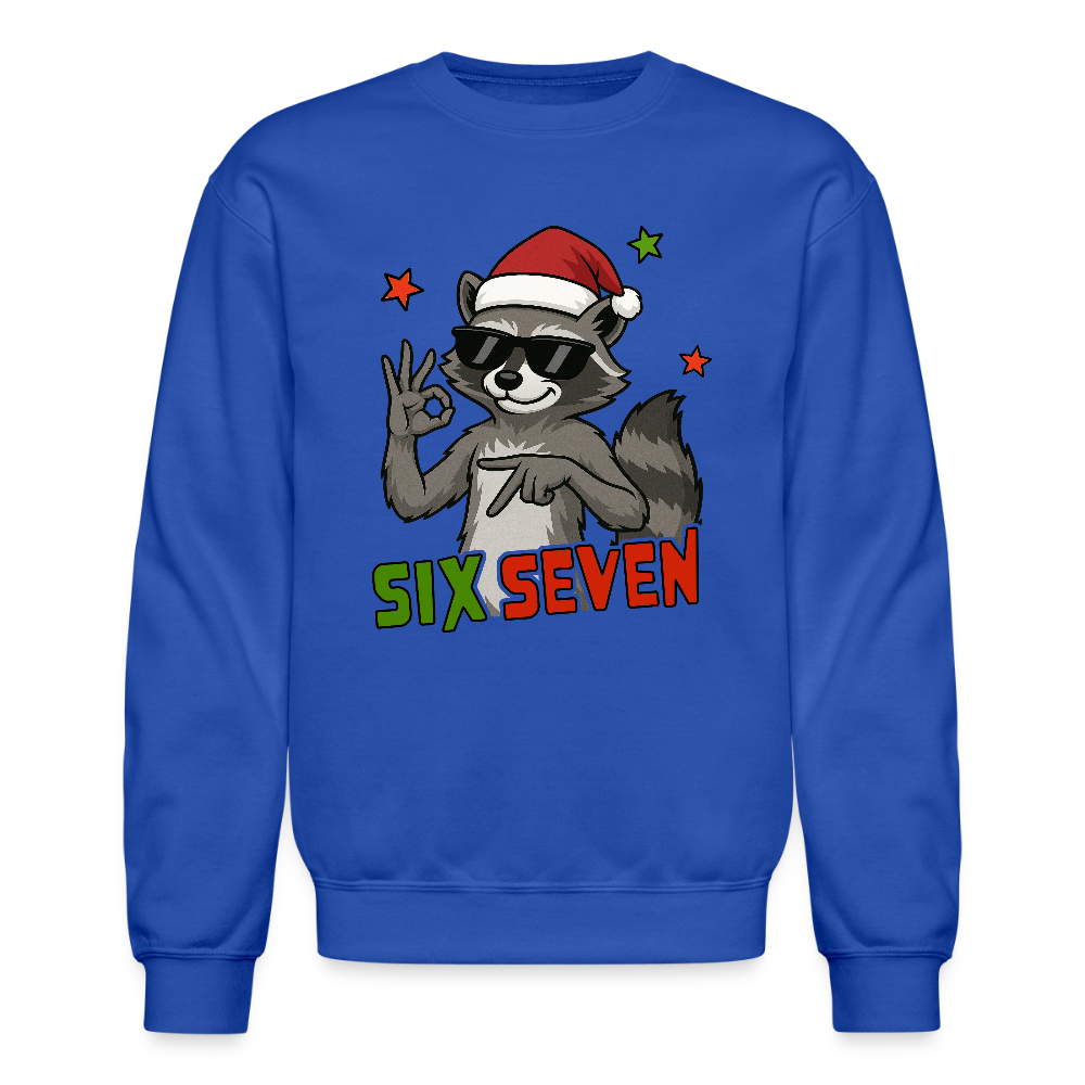 Six Seven 67 Raccoon Christmas Sweatshirt - royal blue