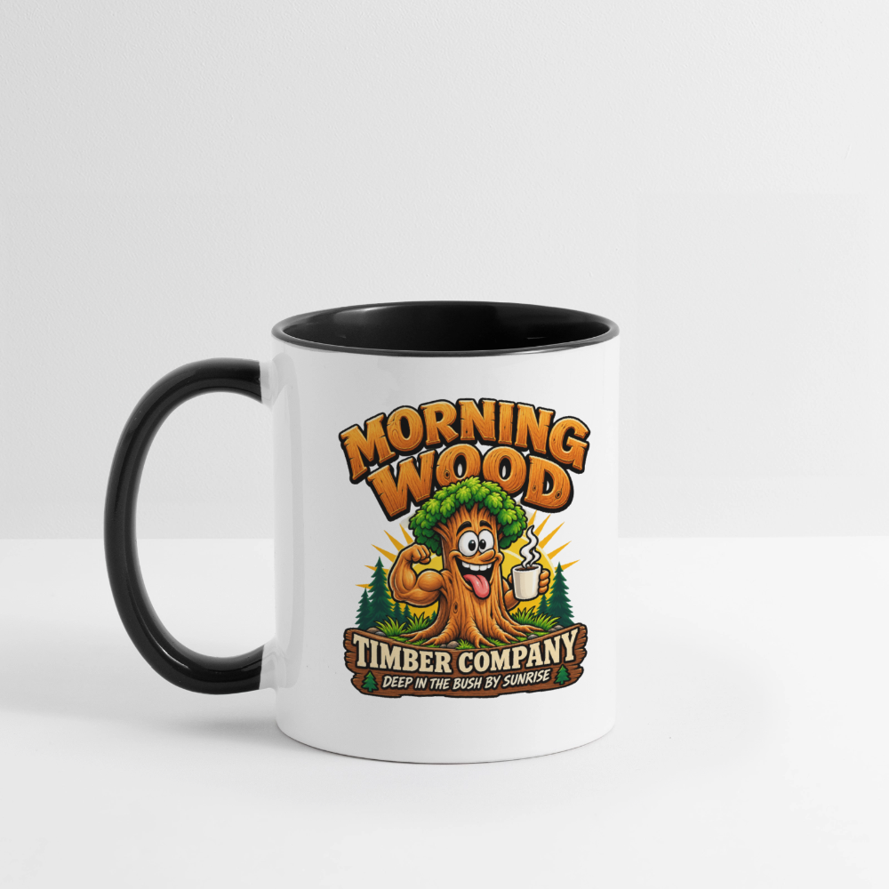 Morning Wood Timber Company Funny Ceramic Coffee Mug – Adult Humor Color: White/Black