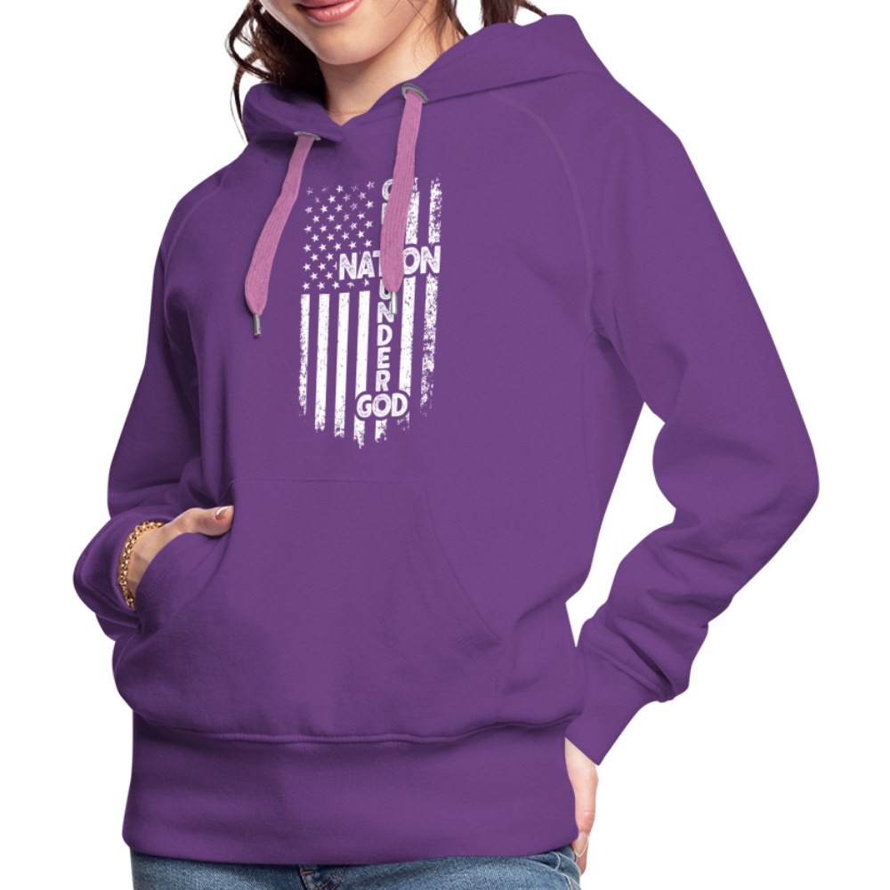 One Nation Under God Women’s Premium Hoodie - purple