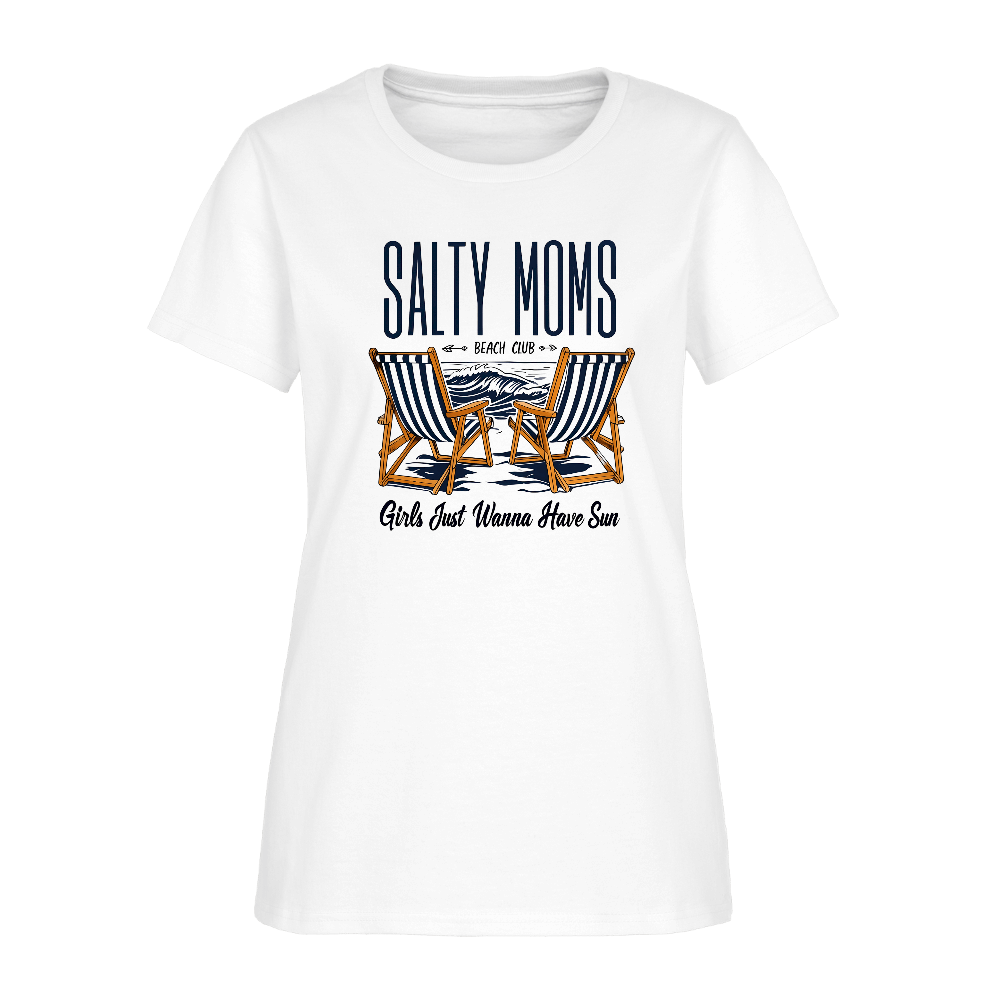 Salty Moms Beach Club T-Shirt – Girls Just Wanna Have Fun - white