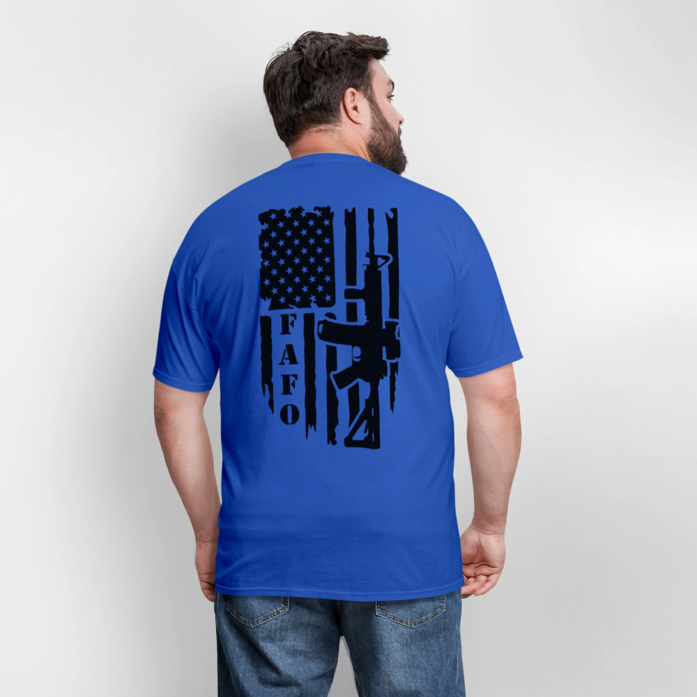 FAFO T-Shirt – AR-15 & American Flag Back Print Color: heather gray