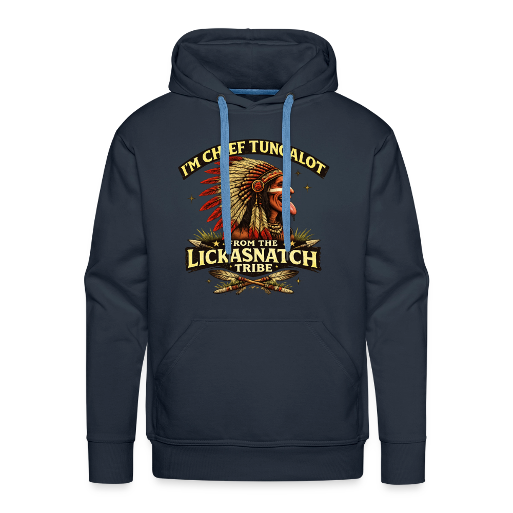 Chief Tungalot Lickasnatch Tribe Funny Hoodie Color: Navy