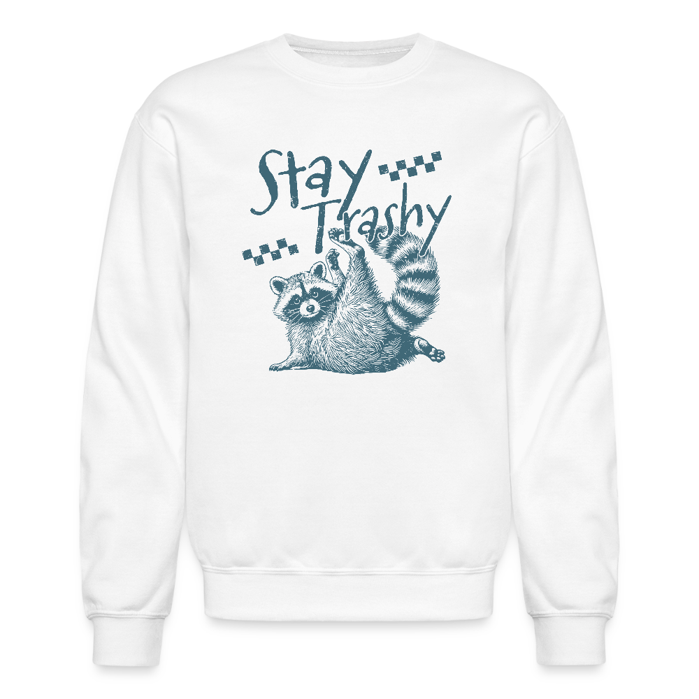 Stay Trashy (Feral Raccoon) Sweatshirt - white