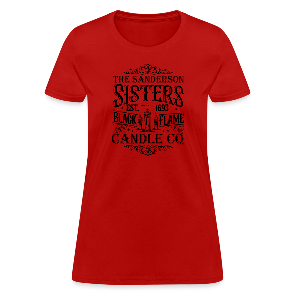 The Sanderson Sisters Black Flame Candle Co. Women's Contoured T-Shirt (Halloween) - red