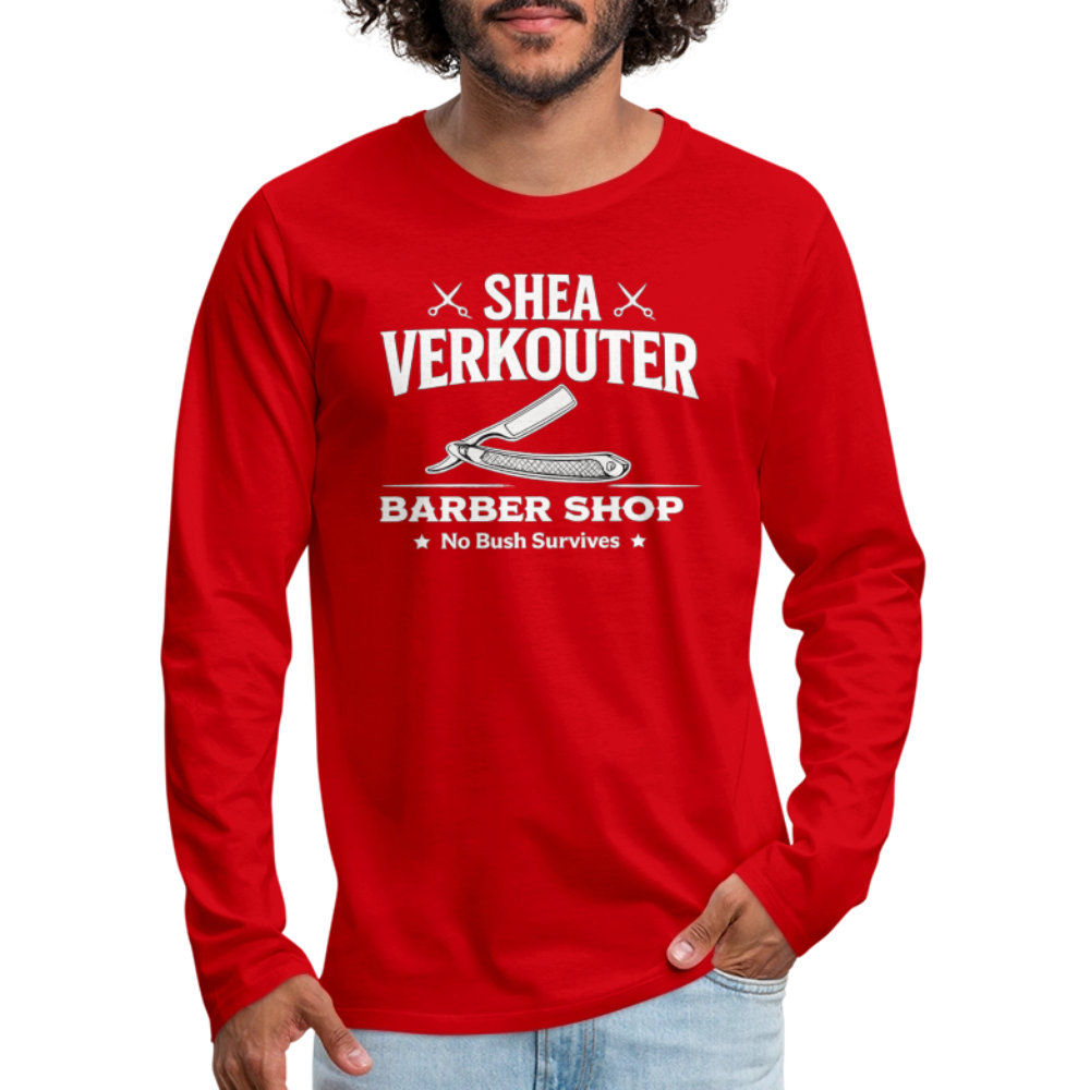 Shea Verkouter Barber Shop Funny Long Sleeve Tee Color: Black