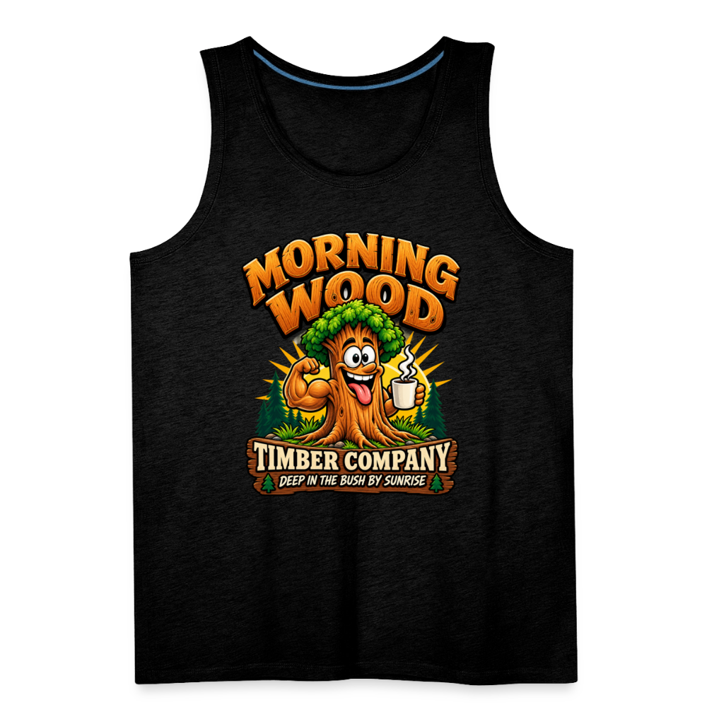 Morning Wood Timber Company Funny Adult Humor Tank Top Color: Heather Gray