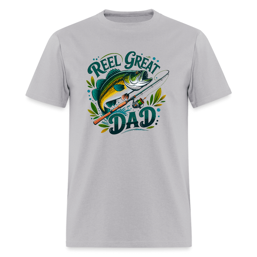 Reel Great Dad Funny Fishing T-Shirt with Rod & Fish - gravel