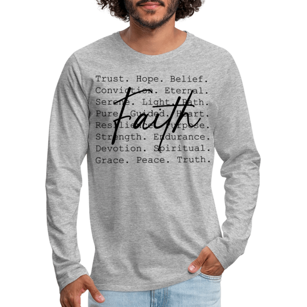 Faith Word Art Men’s Long Sleeve T-Shirt - heather gray