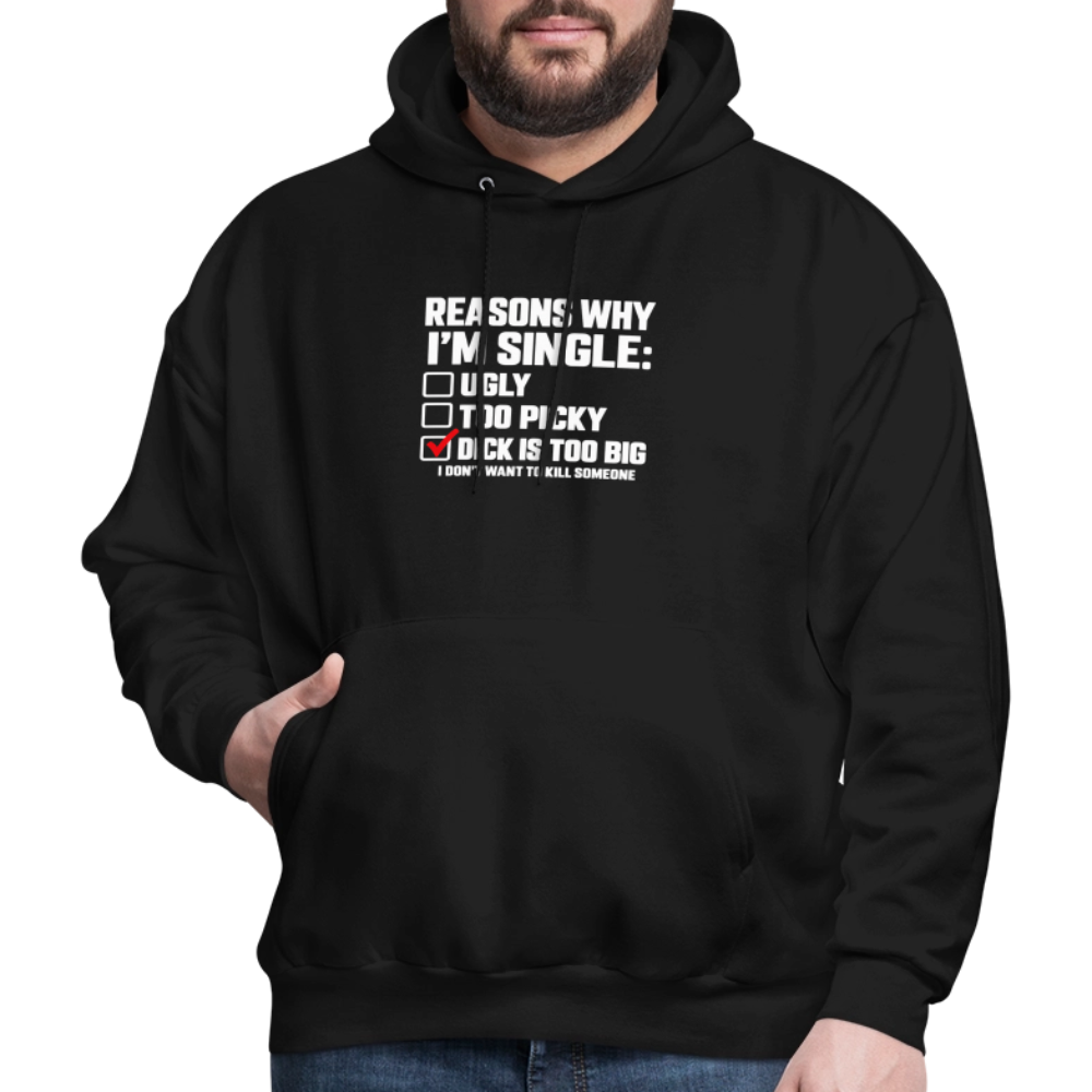 Reasons Why I'm Single Funny Adult Humor Hoodie – Dirty Joke Graphic Hoodie Color: Denim Blue