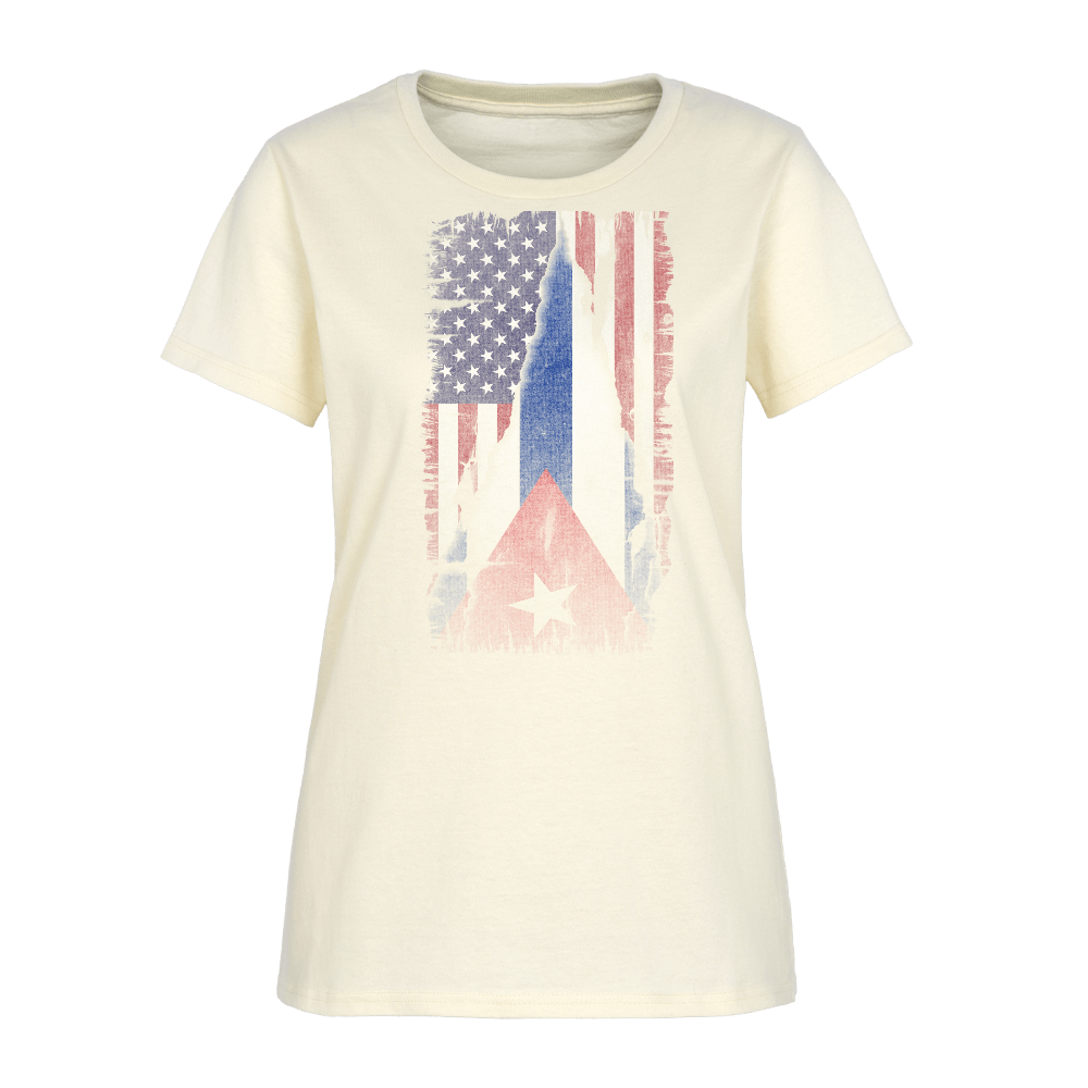 Cuba & USA Flag Women’s T-Shirt – Cuban American Pride Tee Color: off white