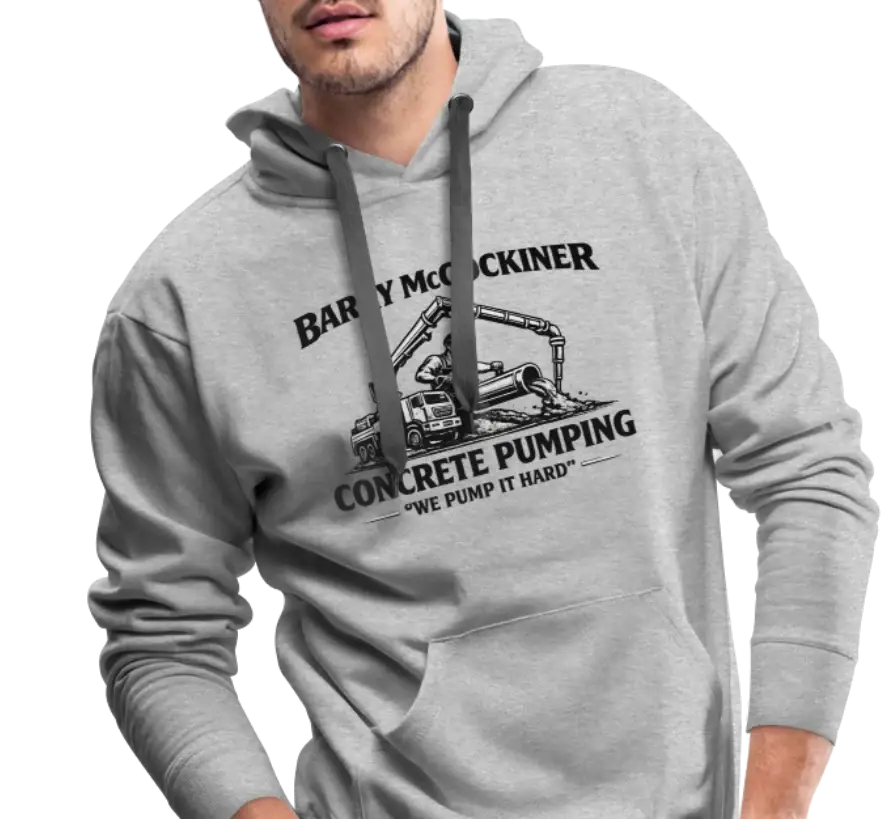 Barry McCockiner Concrete Pumping Funny Hoodie Color: Heather Grey