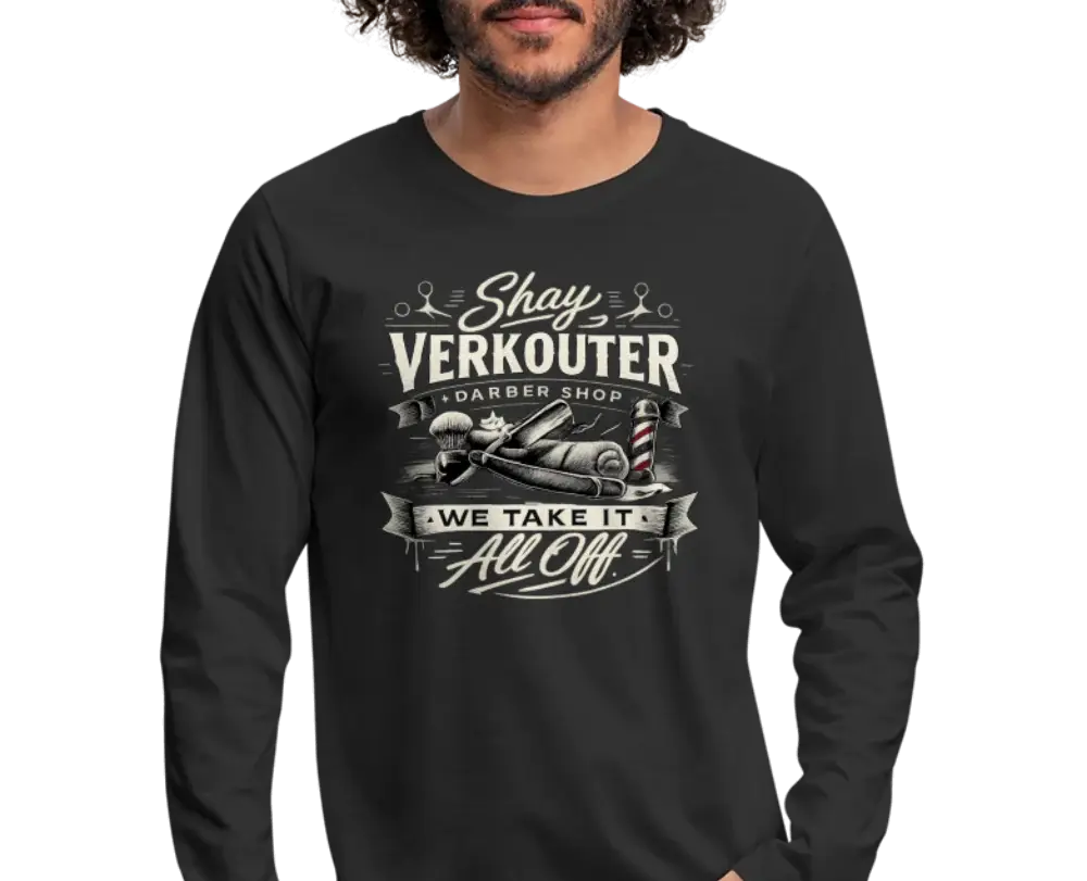 Shay Verkouter Barber Shop Funny Long Sleeve Shirt Color: Black