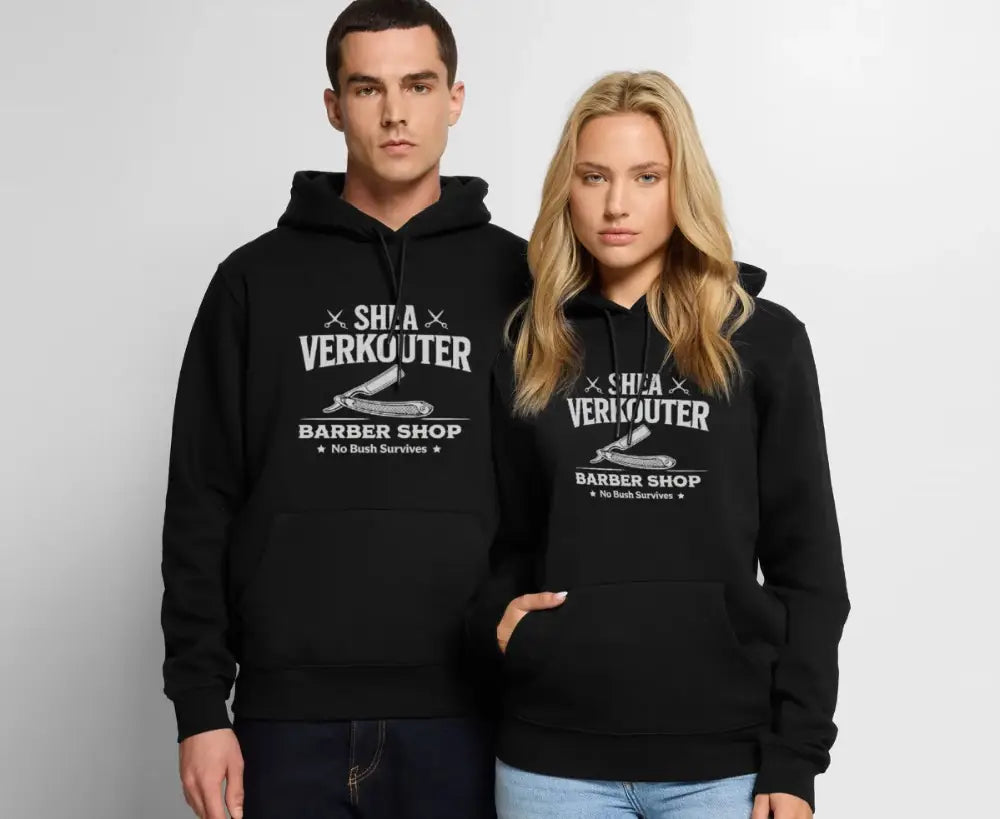 Shea Verkouter Barber Shop Funny Adult Humor Premium Hoodie Color: Black
