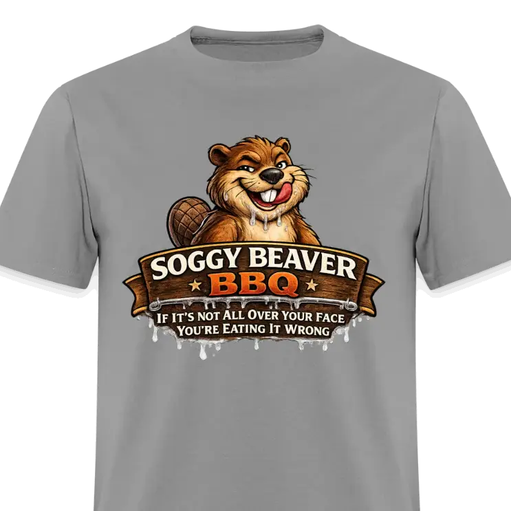 Soggy Beaver BBQ Funny Graphic T-Shirt Color: Rock