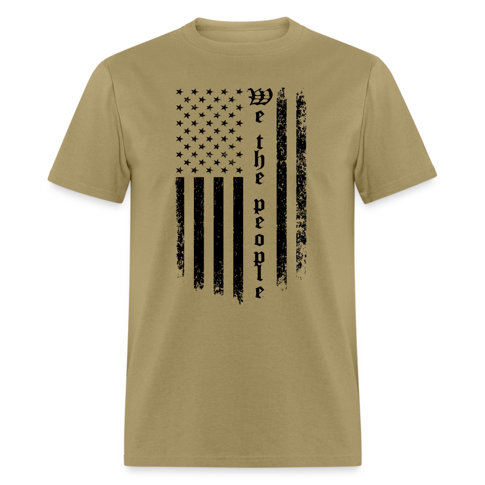 We The People T-Shirt with Flag in Black Color: khaki