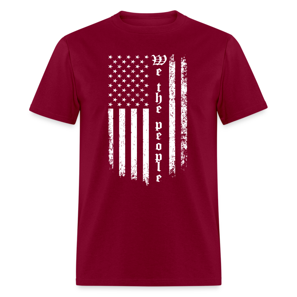 We The People (with White Flag) T-Shirt Color: burgundy