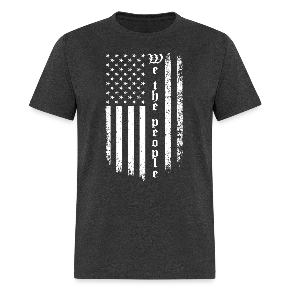 We The People (with White Flag) T-Shirt Color: heather black