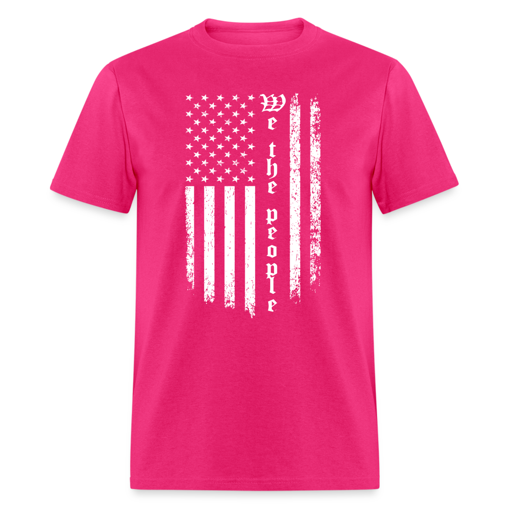 We The People (with White Flag) T-Shirt Color: fuchsia