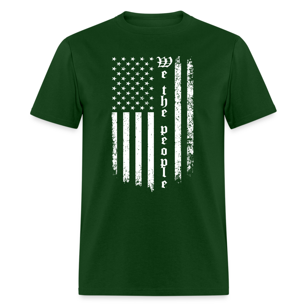 We The People (with White Flag) T-Shirt Color: forest green