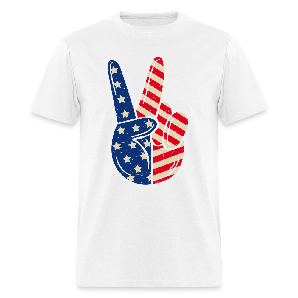 Peace Sign American Flag T-Shirt Color: white