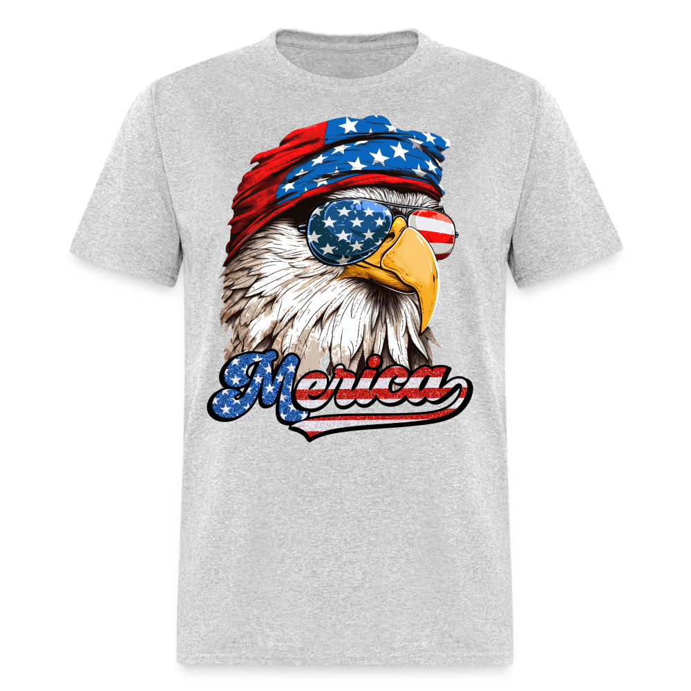 Merica Eagle T-Shirt (Patriotic Eagle Tee) Color: heather gray