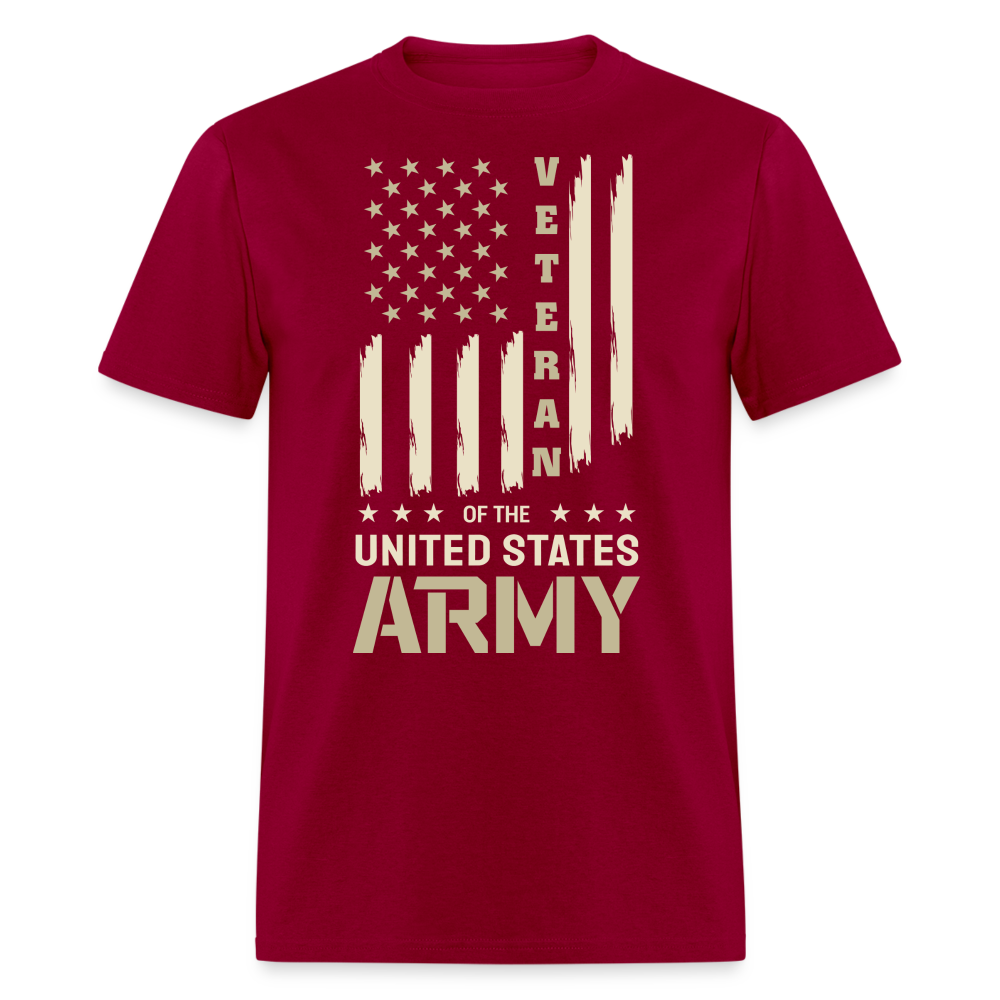 Veteran of the United States Army T-Shirt (Army Tee) Color: dark red