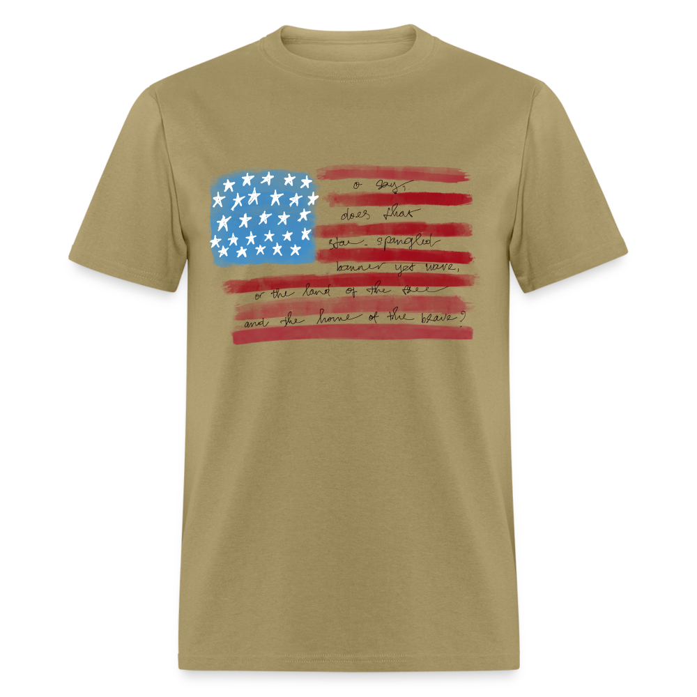 Pledge of Allegiance T-Shirt (Patriotic Tee) Color: khaki
