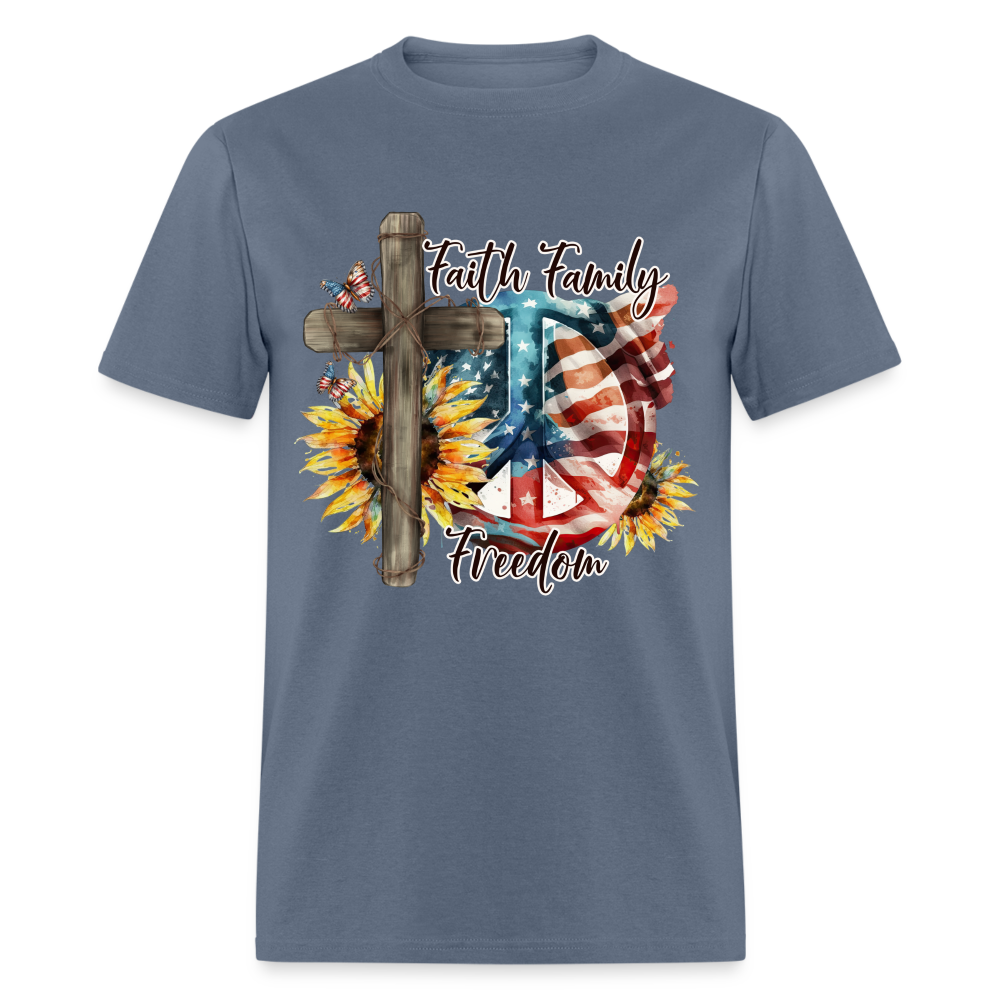 Faith Family Freedom T-Shirt Color: denim