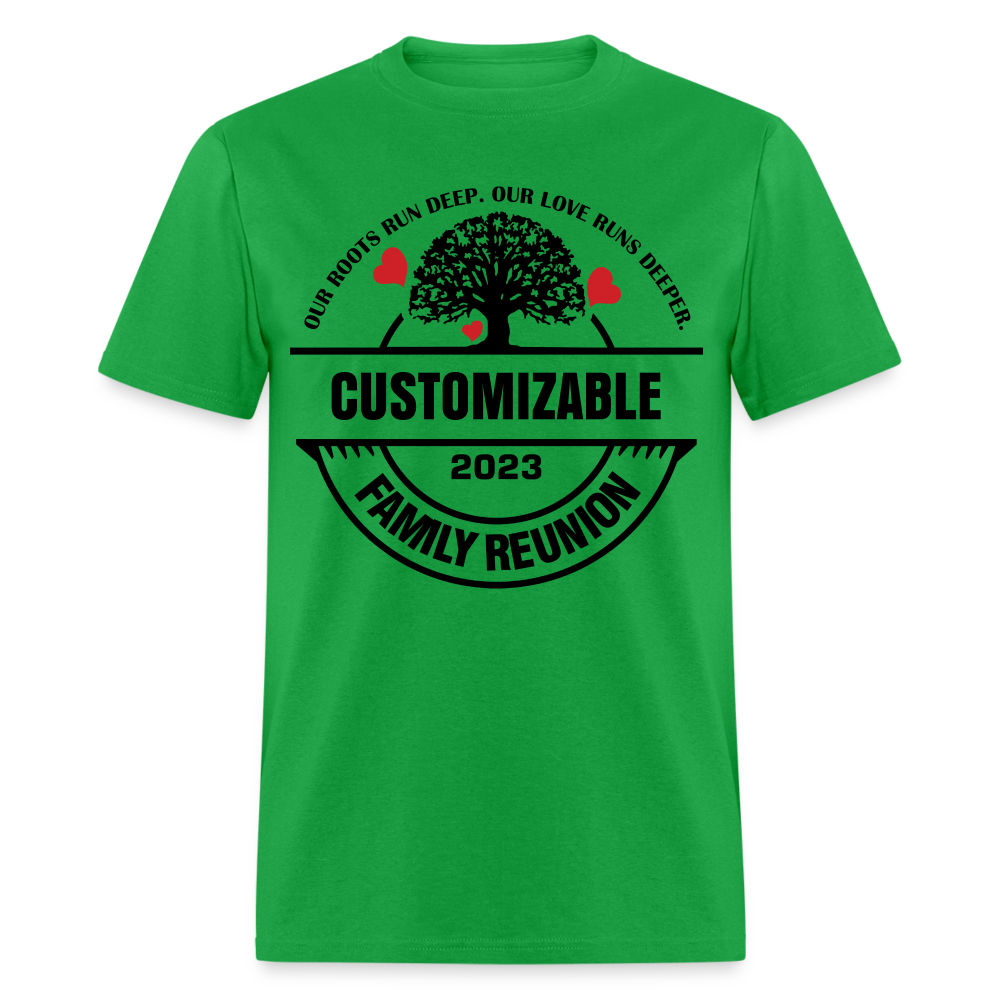 Our Roots Run Deep T-Shirt (Customizable Family Reunion Tee) Color: bright green