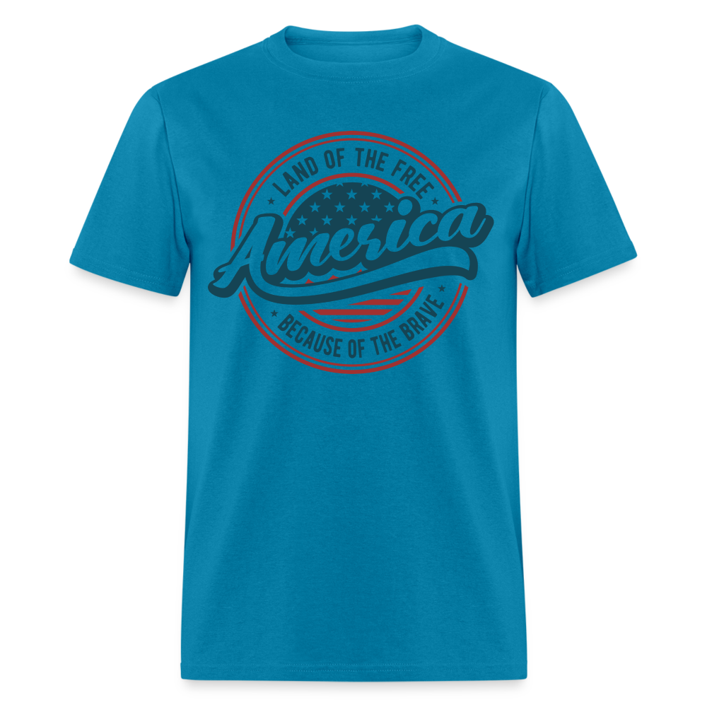 American Land of the Free T-Shirt (Because Of The Brave) Color: turquoise