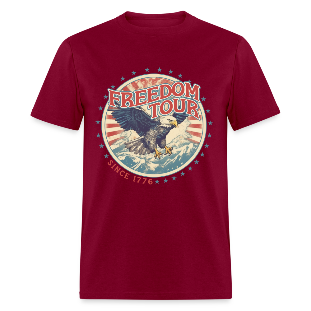 Freedom Tour Since 1776 T-Shirt (1776 - Patriotic Tee) Color: burgundy