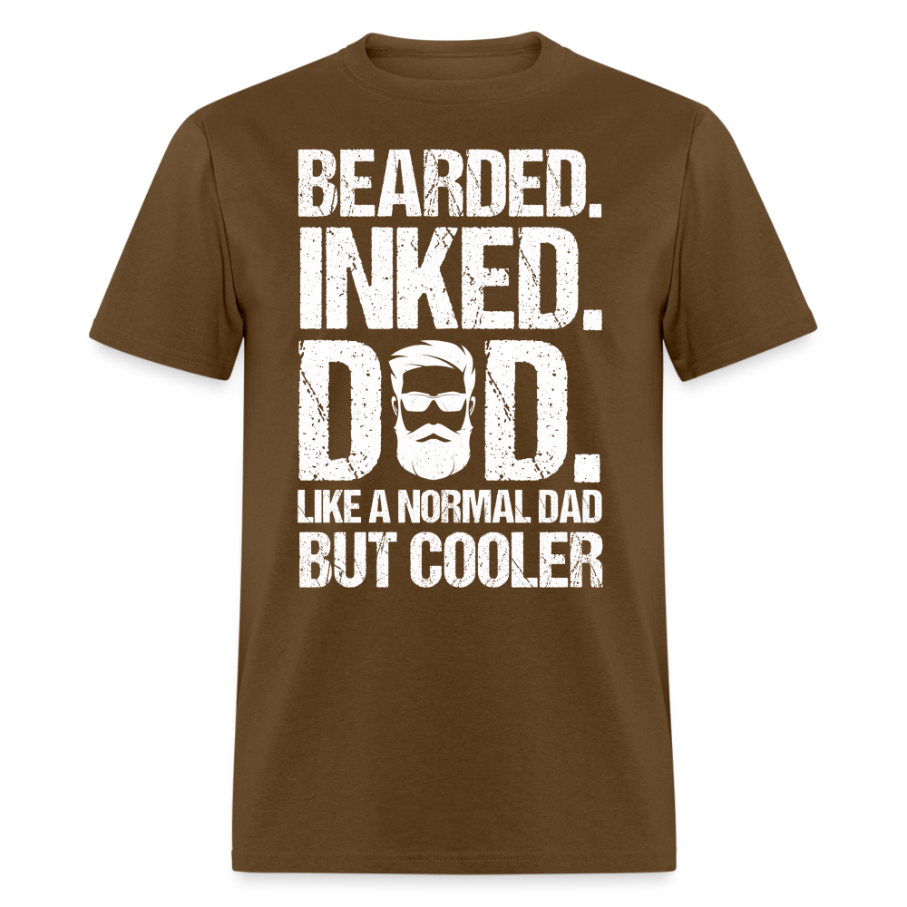 Bearded Inked Dad T-Shirt (Tattoo Dad Tee) Color: brown