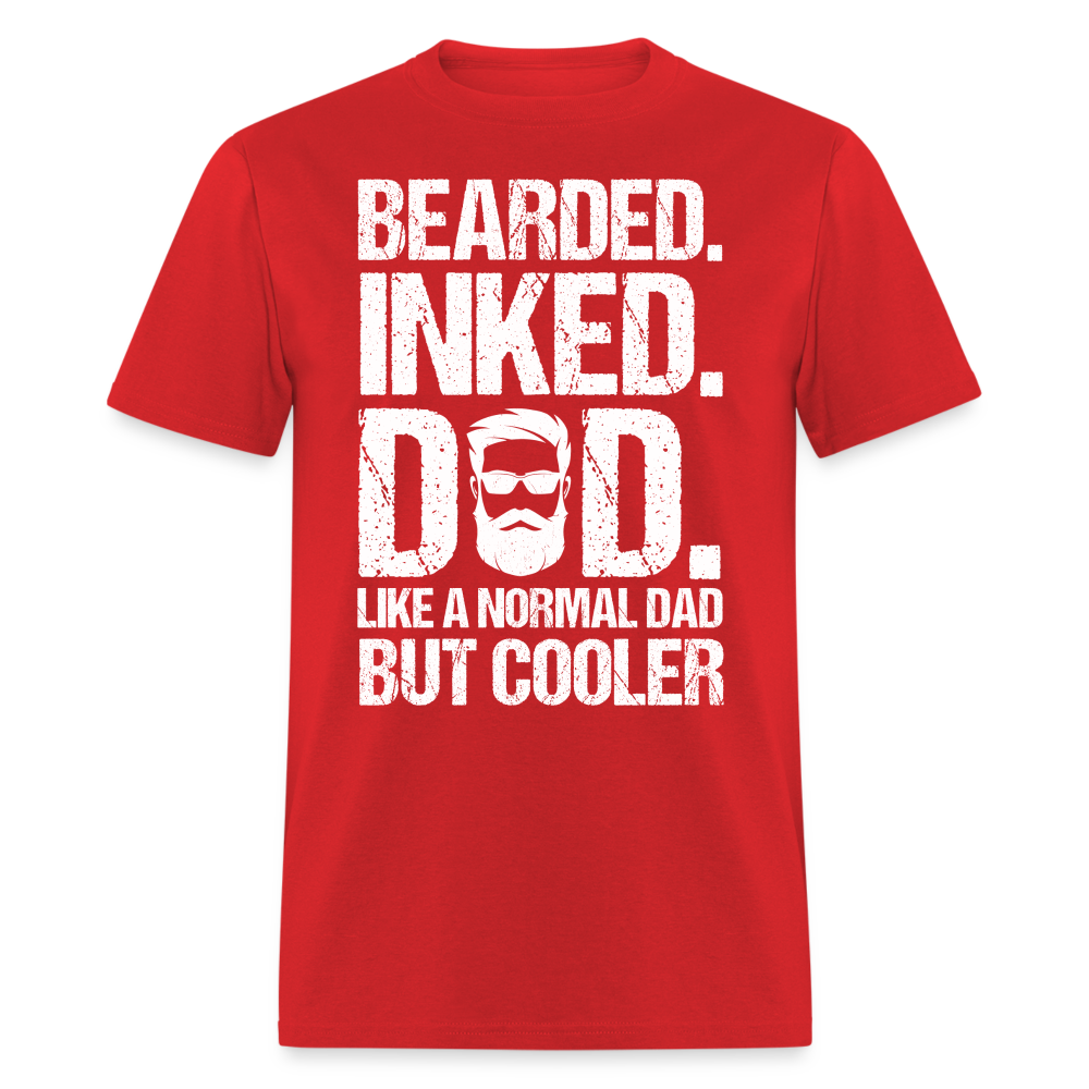 Bearded Inked Dad T-Shirt (Tattoo Dad Tee) Color: red