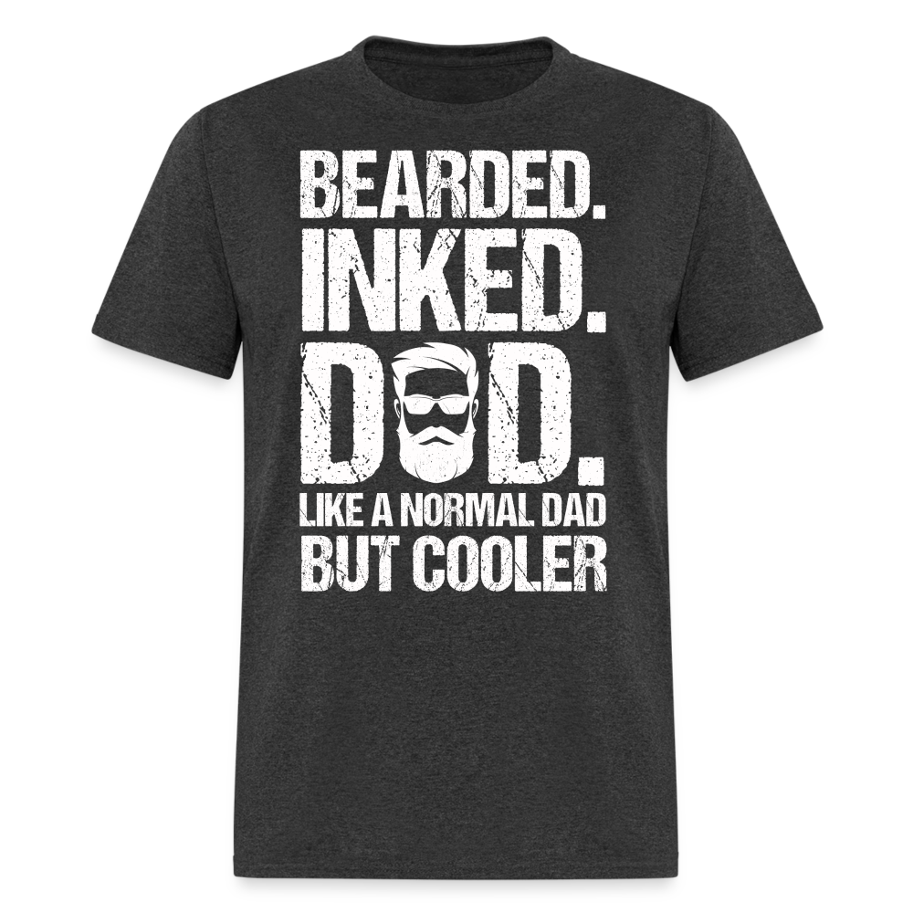 Bearded Inked Dad T-Shirt (Tattoo Dad Tee) Color: heather black