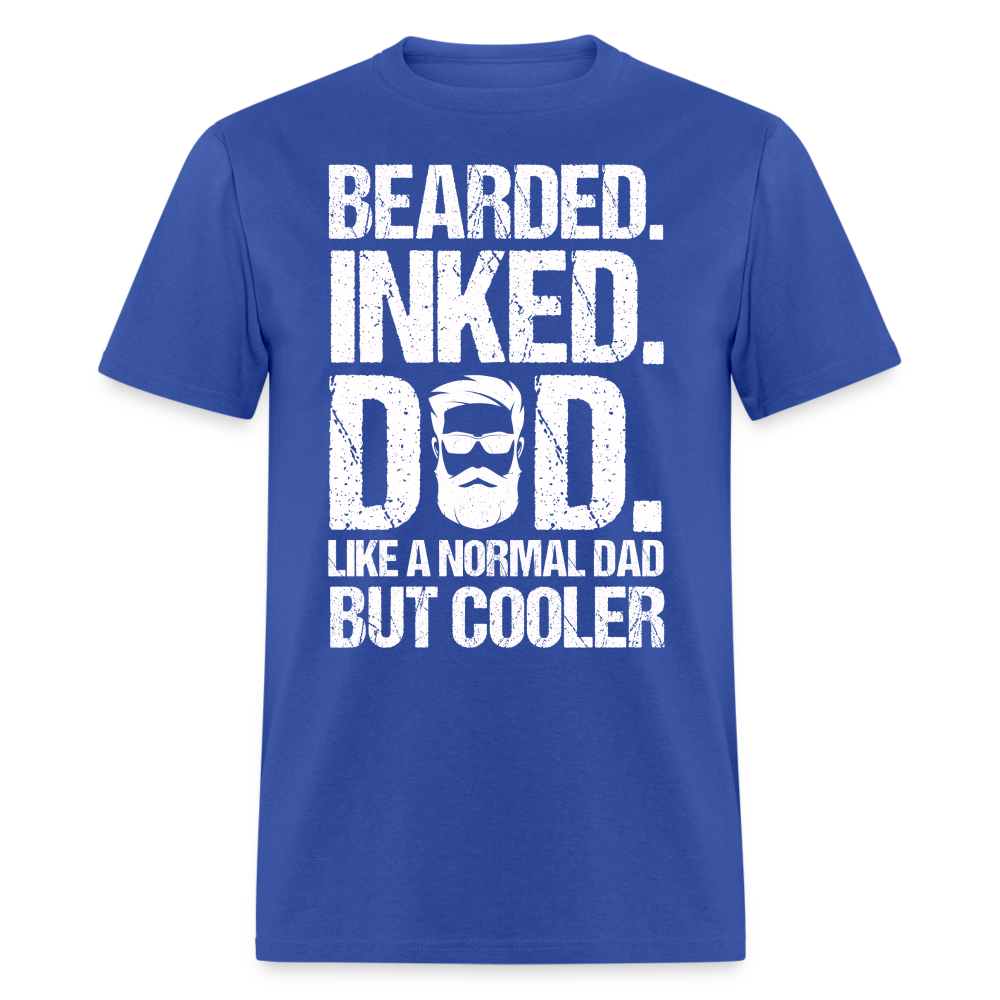 Bearded Inked Dad T-Shirt (Tattoo Dad Tee) Color: royal blue