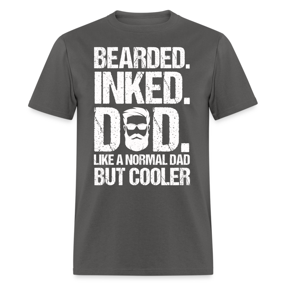 Bearded Inked Dad T-Shirt (Tattoo Dad Tee) Color: charcoal