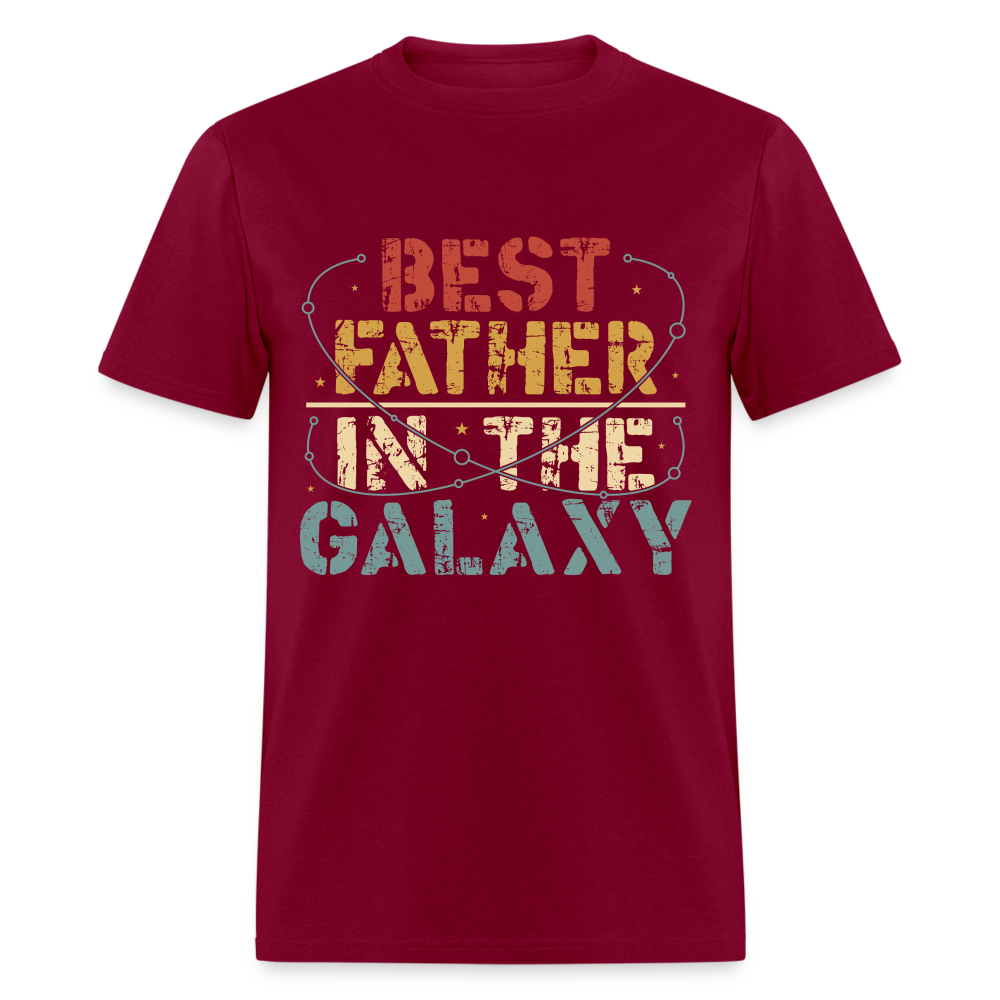 Best Father In The Galaxy T-Shirt (Galactic Dad Tee) Color: burgundy