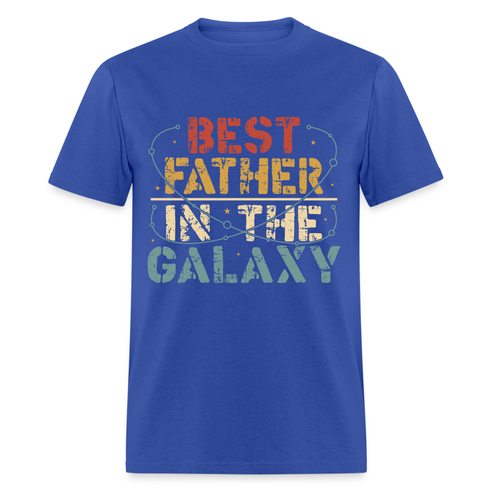 Best Father In The Galaxy T-Shirt (Galactic Dad Tee) Color: royal blue