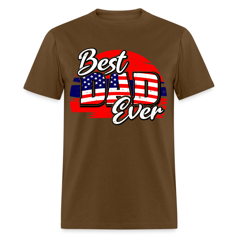 Best Dad Ever T-Shirt (Red, White & Blue Dad Tee) Color: brown