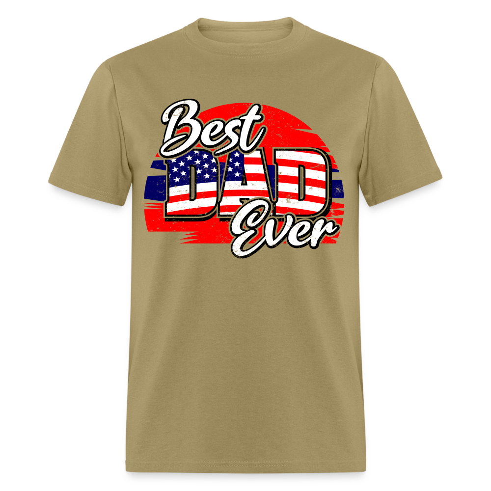 Best Dad Ever T-Shirt (Red, White & Blue Dad Tee) Color: khaki