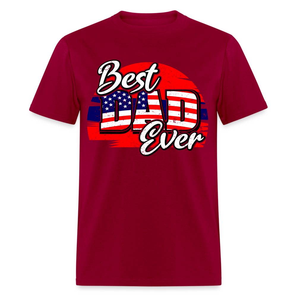 Best Dad Ever T-Shirt (Red, White & Blue Dad Tee) Color: dark red