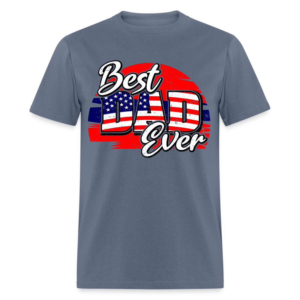 Best Dad Ever T-Shirt (Red, White & Blue Dad Tee) Color: denim